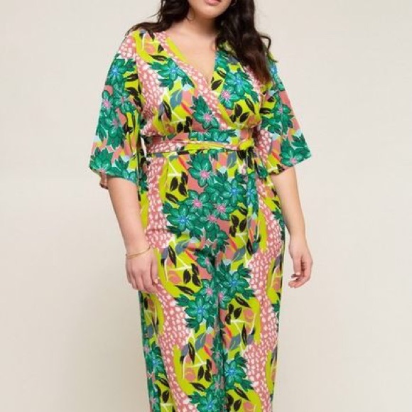 plus size tropical jumpsuit